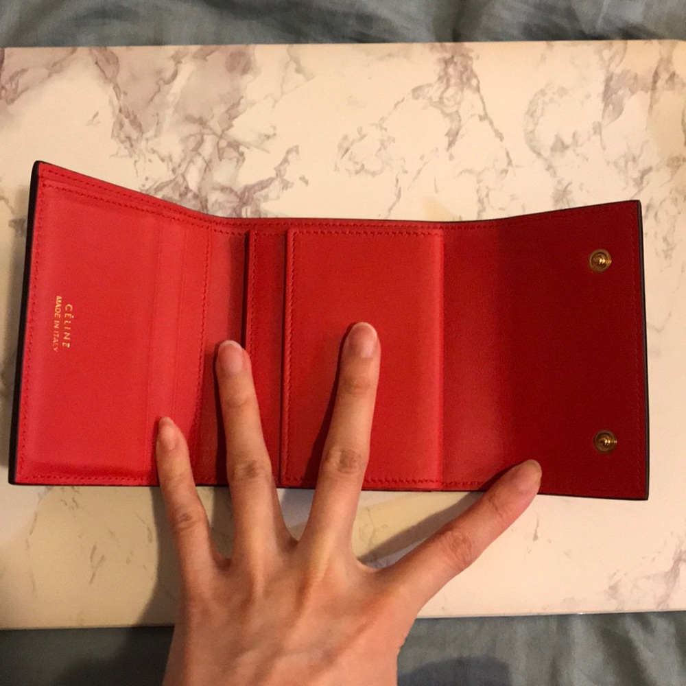 100% Authentic Vintage Celine Trifold Grained Wallet - Picture 2 of 14